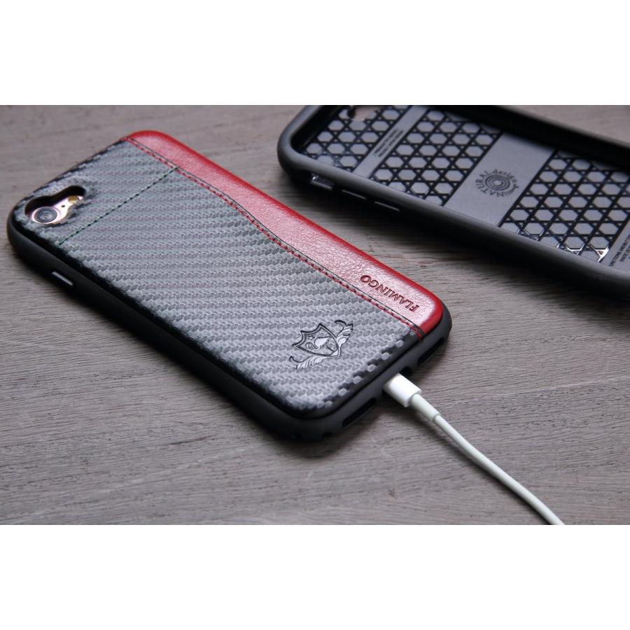 Natural design iPhone 8PLUS 7PLUS （5.5インチ） 衝撃吸収背面ケース FLAMINGO Black x Red カードホルダー付 フラミンゴ |  | 03