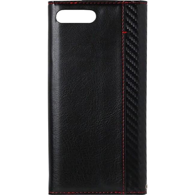 NATURAL design iPhone7Plus iPhone8Plus 手帳型 ケース FLAMINGO Carbon Black 黒 PUレザー調  ハンドストラップ付 カーボン調 |  | 02