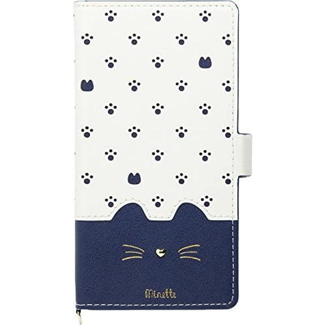 Natural Design マルチタイプ 手帳型 ケース Minette Navy ネイビー スライド式 約4.5〜5.2インチ適合 約74x148x11mm以下 多機種に対応 | 