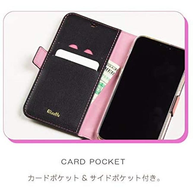 在庫処分 Natural design iPhone11  (6.1インチ) 手帳型 ケース Minette ピンク 猫 PUレザー ストラップ付属 スタンド機能｜sumacen｜06