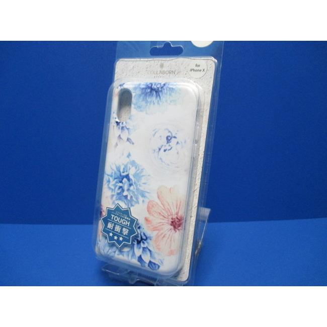 【在庫処分】コラボーン COLLABORN iPhoneXS X  (5.8インチ）ケース フラワー ホワイト デザイン タフケース  耐衝撃 |  | 01