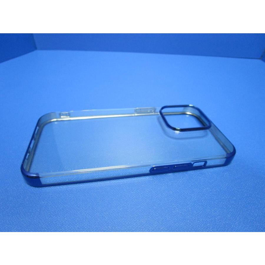 在庫処分 iPhone13Pro 6.1インチ ケース  クリアー ブルー TPU アルミ |  | 02