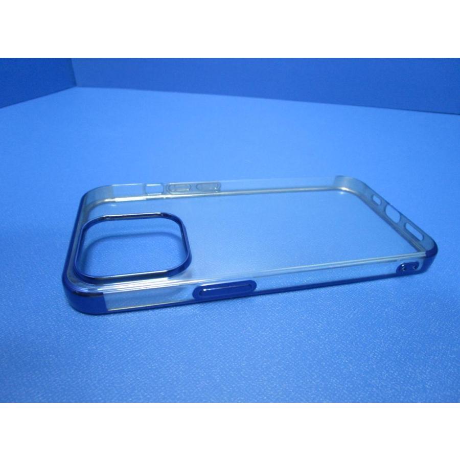 在庫処分 iPhone13Pro 6.1インチ ケース  クリアー ブルー TPU アルミ |  | 03