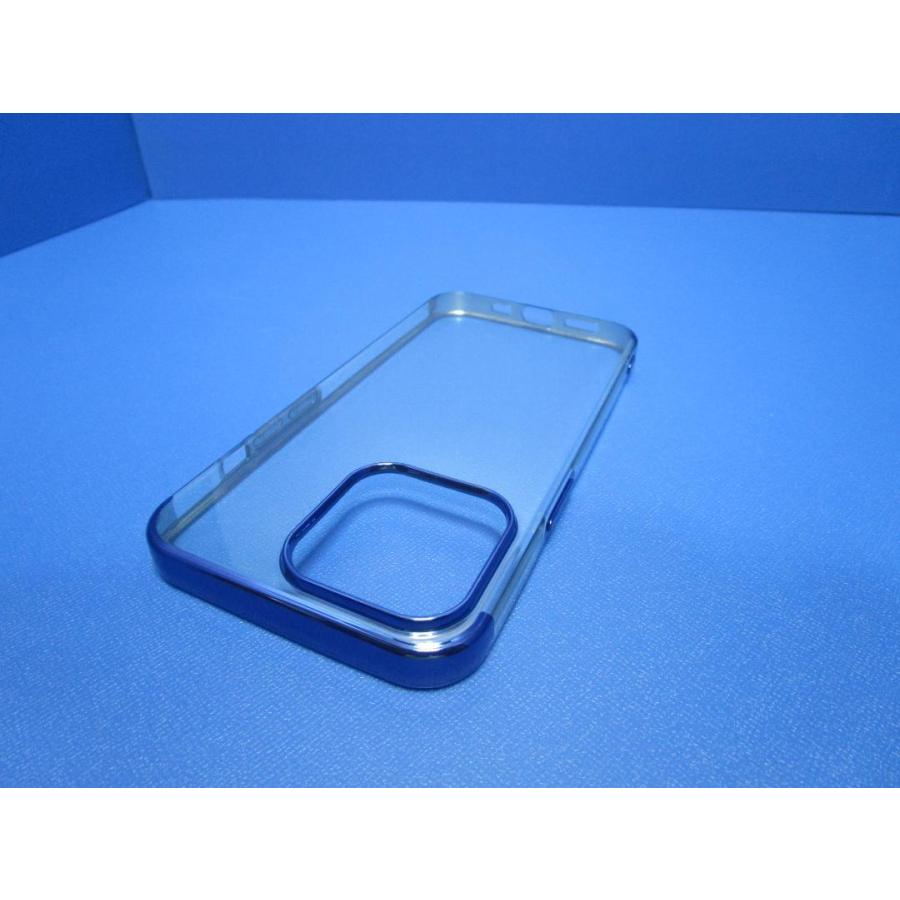 在庫処分 iPhone13Pro 6.1インチ ケース  クリアー ブルー TPU アルミ |  | 04