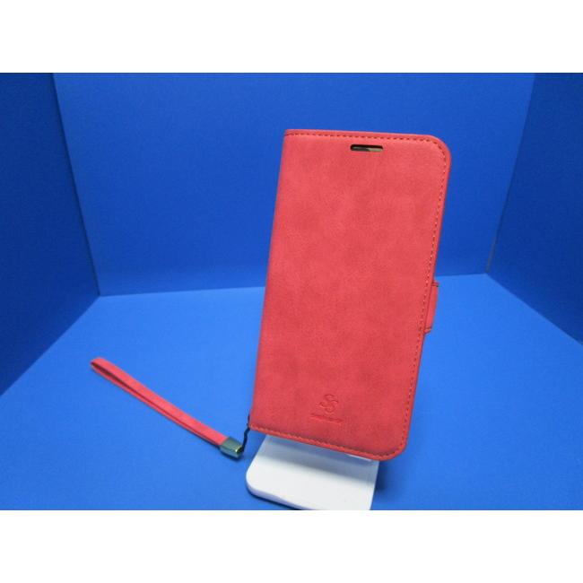 在庫処分 SIMPLE SUEDE iPhone11 (6.1インチ)  手帳型 ケース   レッド 上質PUレザー  ストラップ付属 スタンド機能 カードポケット | 