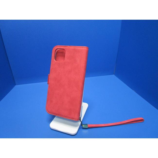 在庫処分 SIMPLE SUEDE iPhone11 (6.1インチ)  手帳型 ケース   レッド 上質PUレザー  ストラップ付属 スタンド機能 カードポケット |  | 01