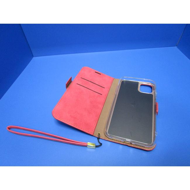 在庫処分 SIMPLE SUEDE iPhone11 (6.1インチ)  手帳型 ケース   レッド 上質PUレザー  ストラップ付属 スタンド機能 カードポケット |  | 04