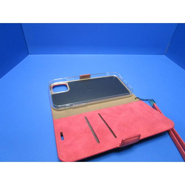在庫処分 SIMPLE SUEDE iPhone11 (6.1インチ)  手帳型 ケース   レッド 上質PUレザー  ストラップ付属 スタンド機能 カードポケット |  | 05