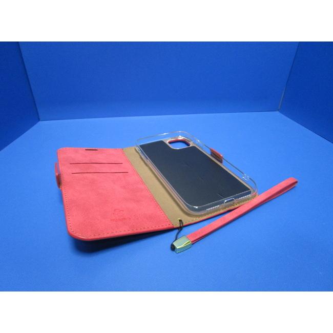 在庫処分 SIMPLE SUEDE iPhone11 (6.1インチ)  手帳型 ケース   レッド 上質PUレザー  ストラップ付属 スタンド機能 カードポケット |  | 07