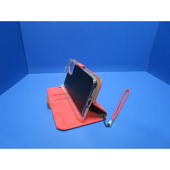 在庫処分 SIMPLE SUEDE iPhone11 (6.1インチ)  手帳型 ケース   レッド 上質PUレザー  ストラップ付属 スタンド機能 カードポケット |  | 08