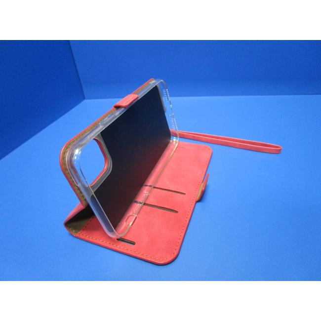 在庫処分 SIMPLE SUEDE iPhone11 (6.1インチ)  手帳型 ケース   レッド 上質PUレザー  ストラップ付属 スタンド機能 カードポケット |  | 09