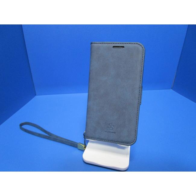 在庫処分 SIMPLE SUEDE iPhone12mini (5.4インチ)  手帳型 ケース  ブルー 上品質PUレザー  ストラップ付属 スタンド機能 カードポケット | 