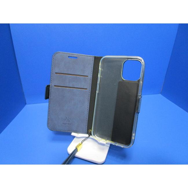在庫処分 SIMPLE SUEDE iPhone12mini (5.4インチ)  手帳型 ケース  ブルー 上品質PUレザー  ストラップ付属 スタンド機能 カードポケット |  | 02