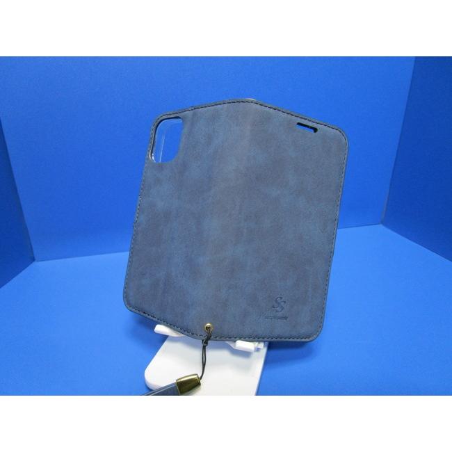 在庫処分 SIMPLE SUEDE iPhone12mini (5.4インチ)  手帳型 ケース  ブルー 上品質PUレザー  ストラップ付属 スタンド機能 カードポケット |  | 03
