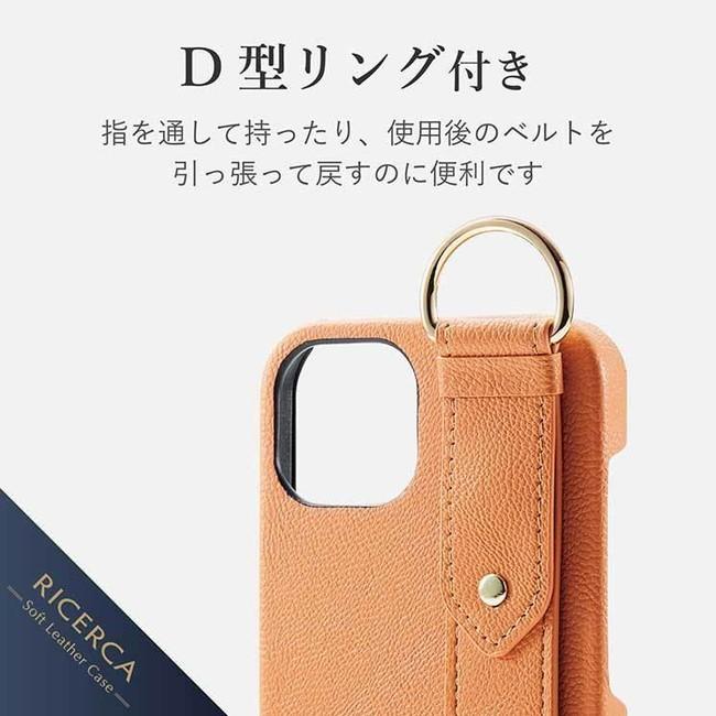 ELECOM エレコム イタリアブランド/CORONET社製 ソフトPUレザー iPhone 13 ケース  オレンジ レザーカバー スマホリング  落下防止バンド |  | 01