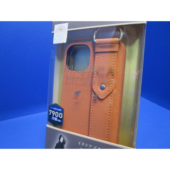 ELECOM エレコム イタリアブランド/CORONET社製 ソフトPUレザー iPhone 13 ケース  オレンジ レザーカバー スマホリング  落下防止バンド |  | 04