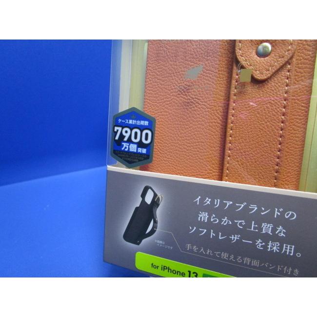 ELECOM エレコム イタリアブランド/CORONET社製 ソフトPUレザー iPhone 13 ケース  オレンジ レザーカバー スマホリング  落下防止バンド |  | 05