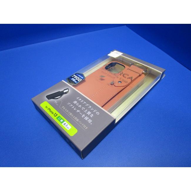 ELECOM エレコム イタリアブランド/CORONET社製 ソフトPUレザー iPhone 13 ケース  オレンジ レザーカバー スマホリング  落下防止バンド |  | 09