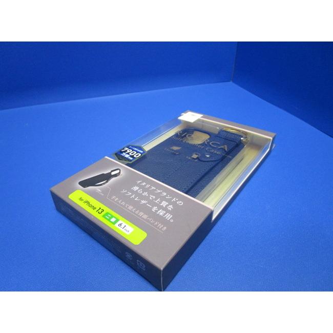 ELECOM エレコム イタリアブランド/CORONET社製 PUレザー iPhone 13 ケース オープン  RICERCA(Coronet)  ロイヤルネイビー PM-A21BPLOILNV |  | 09