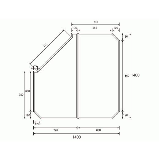 和風バス清滝１５００用風呂フタ パナソニック [本体厚み 10.0mm] 変形型 2枚組 品番GZ955C 正規品保証