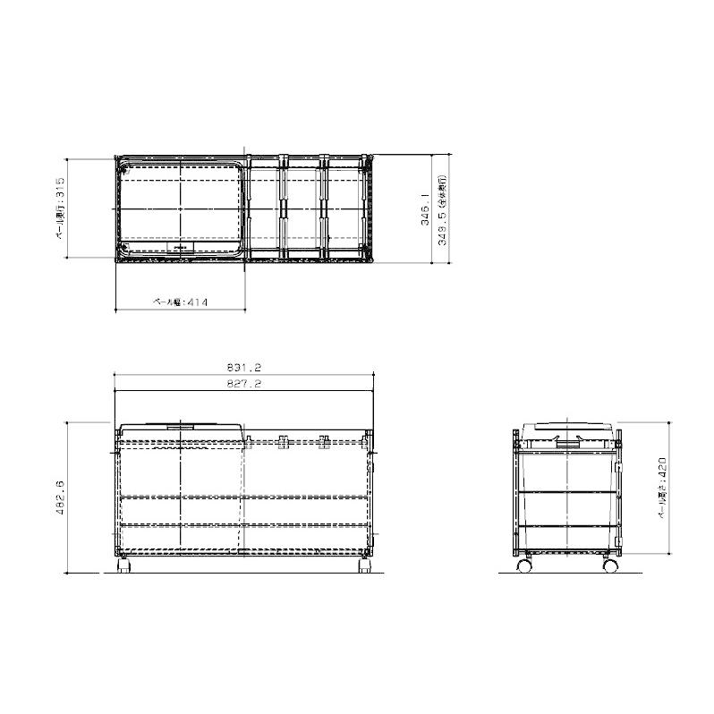 ダストボックスワゴン大容量シルバー リビングステーション ラクシーナ