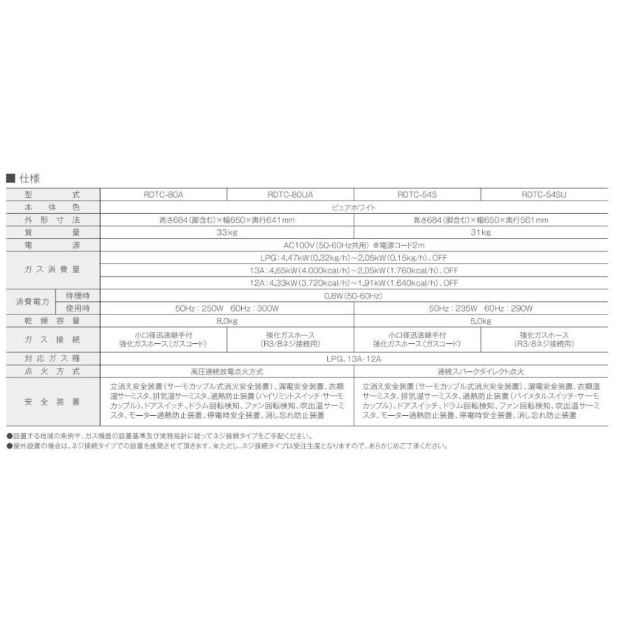 リンナイ ガス式乾燥機 RDT-52SA プロパン用【引取限定】 RDT-52SA-set｜リンナイ【エリア限定】【10年保証付】【工事費込】ガス