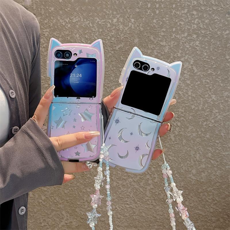猫耳ケース galaxy z flip7 ケース ストラップ付 flip6 かわいい flip5