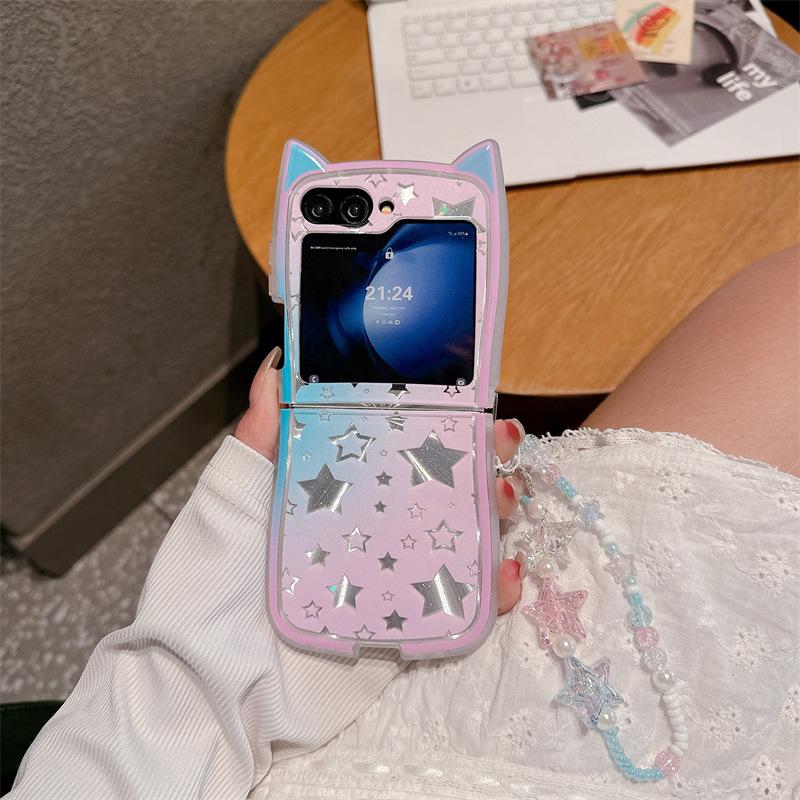猫耳ケース galaxy z flip7 ケース ストラップ付 flip6 かわいい flip5