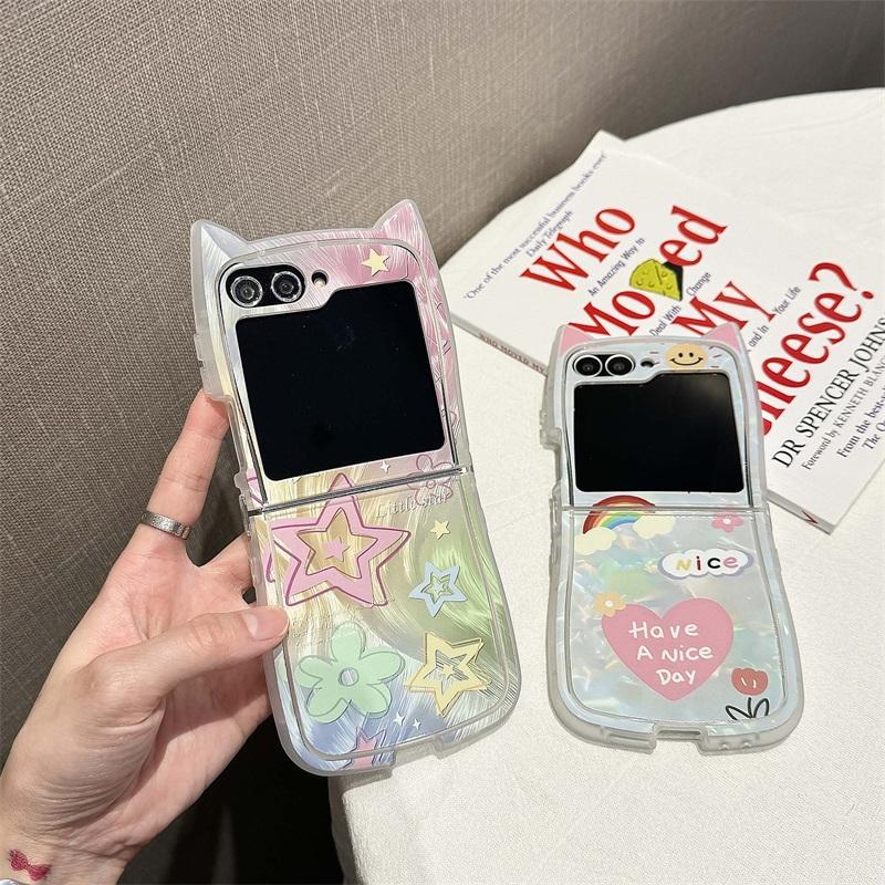 galaxy z flip6 ケース 猫耳ケース ストラップ付き フリップ5 galaxy z flip6 ケース 猫耳ケース ストラップ付き フリップ5