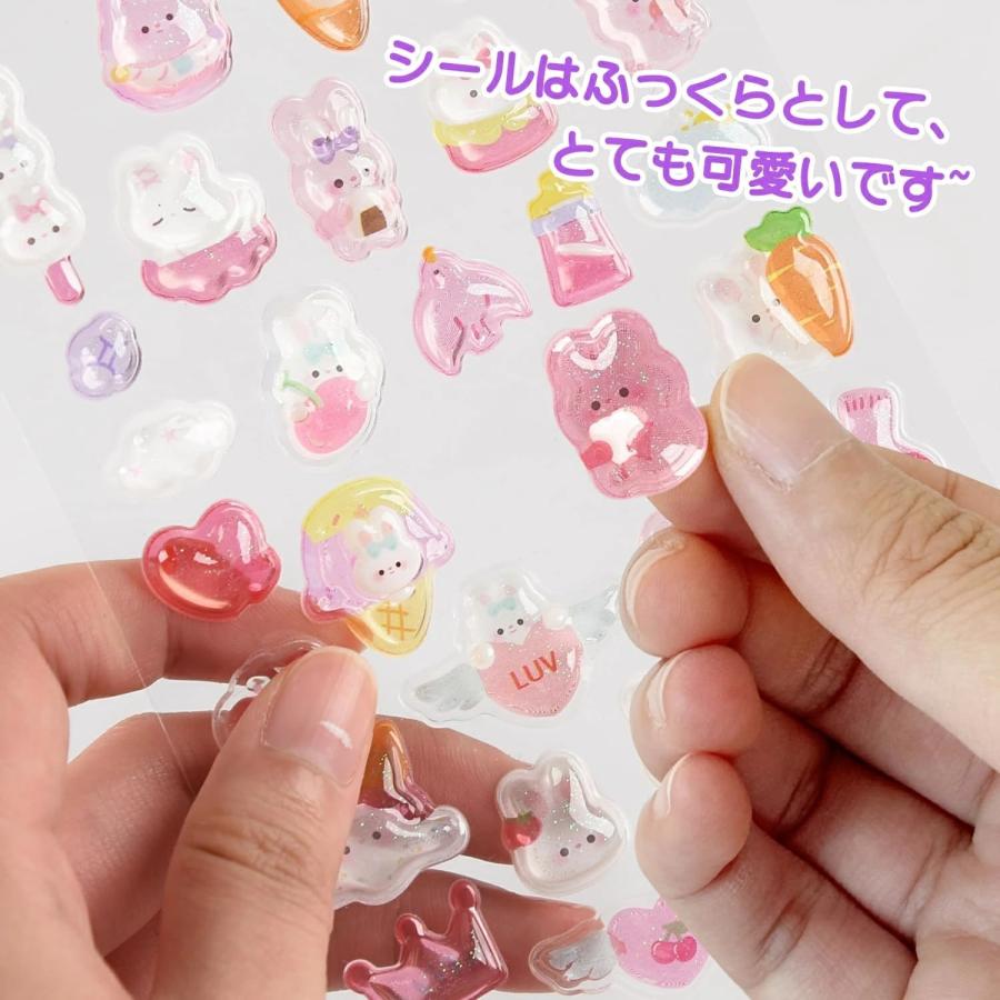 3dシール ぷくぷく 立体シール キラキラ 1/3/6枚セット ぷっくり ステッカー かわいい ごほうび おしゃれ 可愛い 貼り付け可能 ...