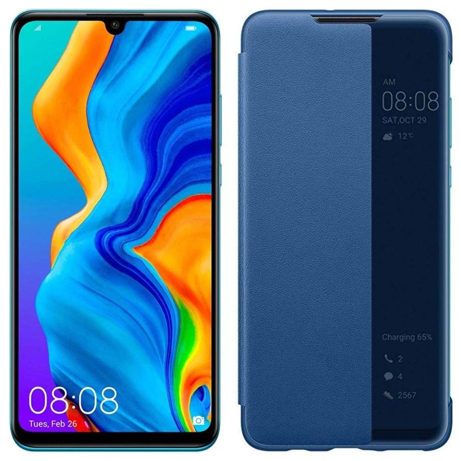 HUAWEI P30 Lite ピーコックブルー SIMフリースマートフォン ケース Smart View Flip Cover/Blue