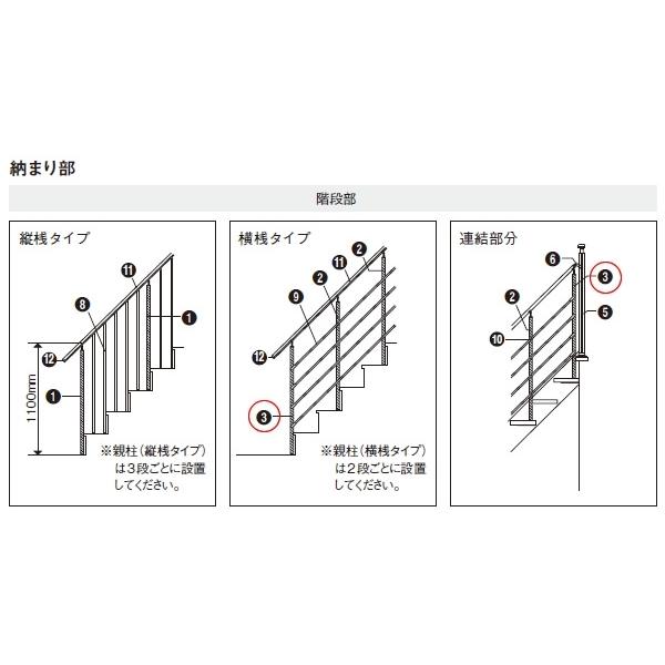 Panasonic アルミオープン手すり歩行補助手すり 階段用親柱（階段用・横桟タイプ端部用）固定金具4個入り MFE2ABEK1｜sumai-diy｜02