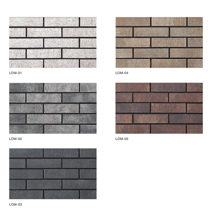 名古屋モザイク 外壁タイル ロンメル 二丁掛粗面 70枚/箱 LOM-01〜05