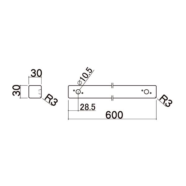 LIXIL（リクシル） 手すりスクエアタイプ I型用 30×30mm L600mm STA060