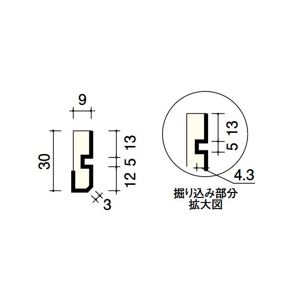 ウッドワン ドレタス 廻り縁P型 3900×30×9mm 10本入 DIBP13_2