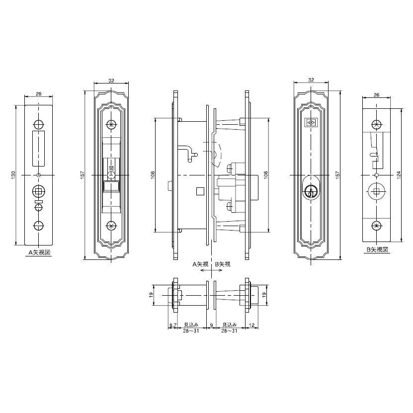 アルファ 引違戸錠 K4056-ALU-B ブロンズ ピンシリンダータイプ アルファ 引違戸錠 K4056-ALU-B ブロンズ ピンシリンダータイプ