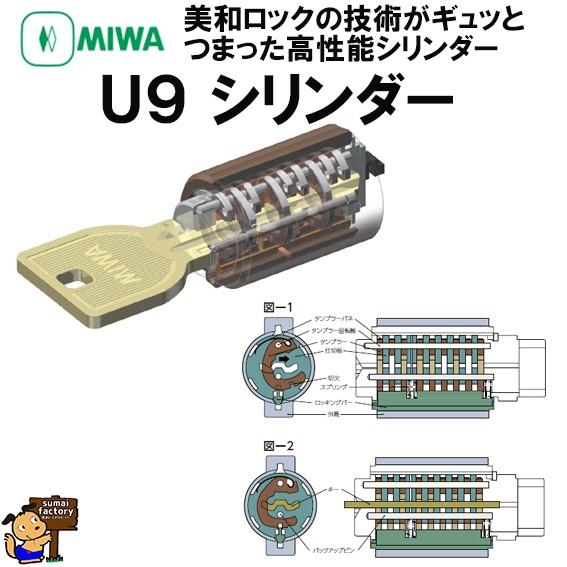 美和ロック　MIWA　U9シリンダー 美和ロック MIWA U9 シリンダー LA ST シルバー : 住まいFACTORY