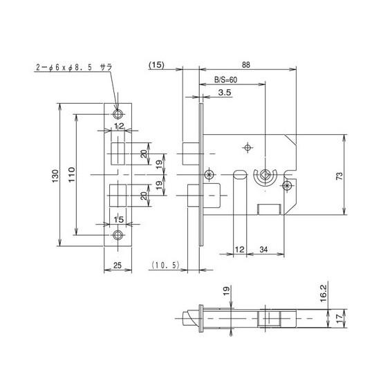 アルファ　FB3690-FL-60-BK　60　BK　エントランスハンドルロック  フローレンス　FBロック仕様｜sumai-factory｜04