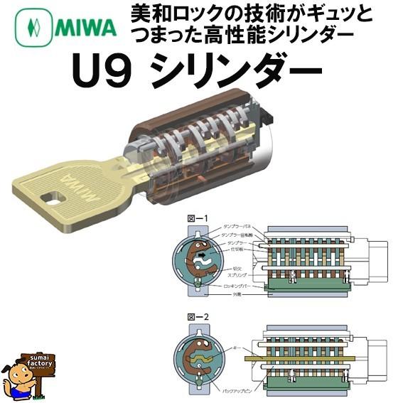 美和ロック MIWA U9 シリンダー LA+LA ST 2個同一キー シルバー