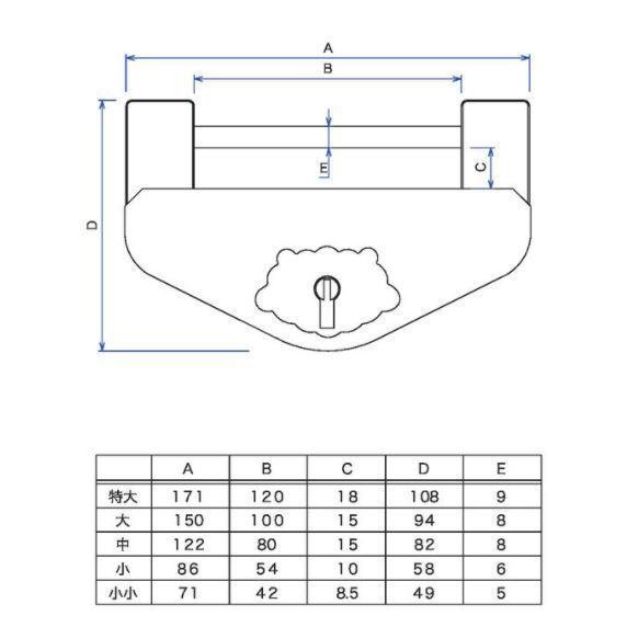 エイト 倉庫錠 DL-1 大 旧サイズ 1号 ブルドック倉庫錠 復刻品