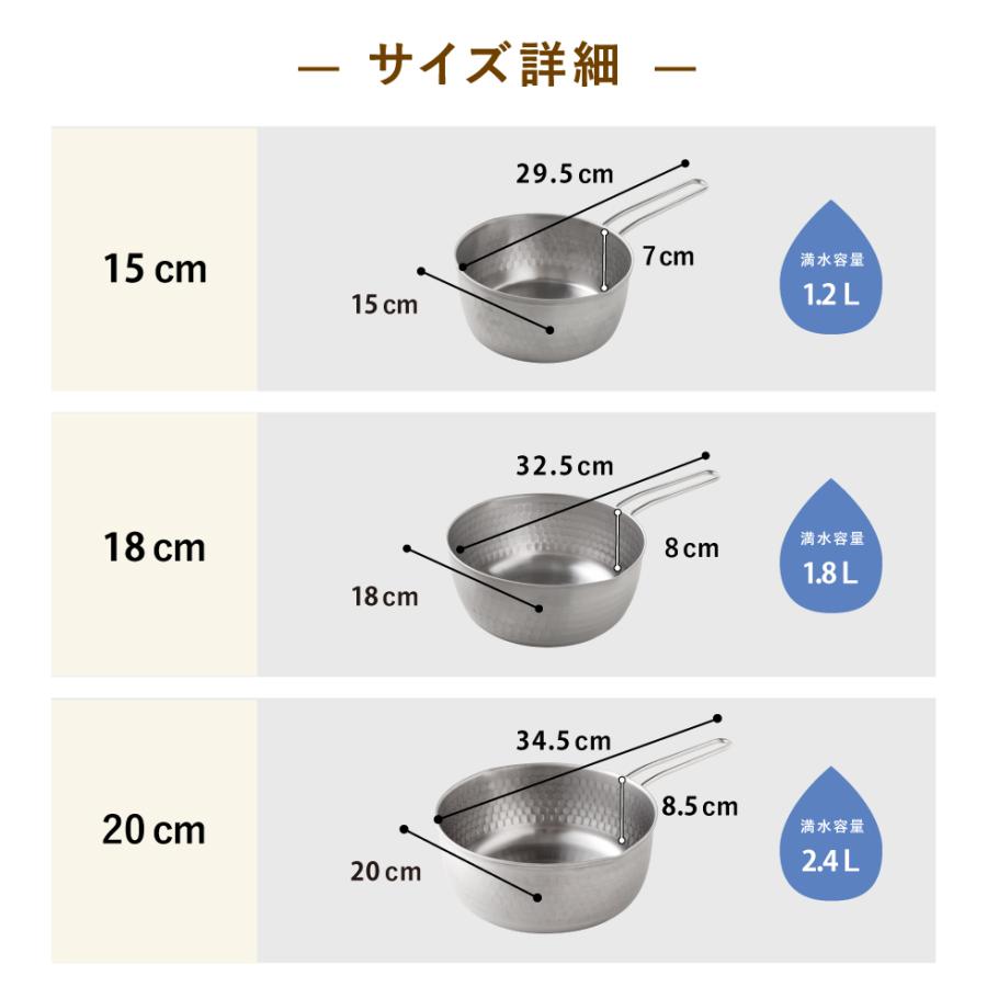 アーネスト（Arnest） 雪平鍋 3点セット IH対応 日本製 15cm 18cm 20cm
