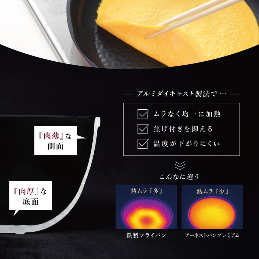 3/19発売新商品 アーネストパンプレミアム フライパン IH対応 20cm 20cm深型 24cm深型 26cm ブラック ワインレッド IH 深型 PFOSフリー PFOAフリー 母の日 爆買の画像