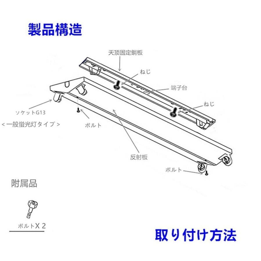 LED蛍光灯器具 ledベースライト 逆富士型 40W形 2灯式 8400LM蛍光灯