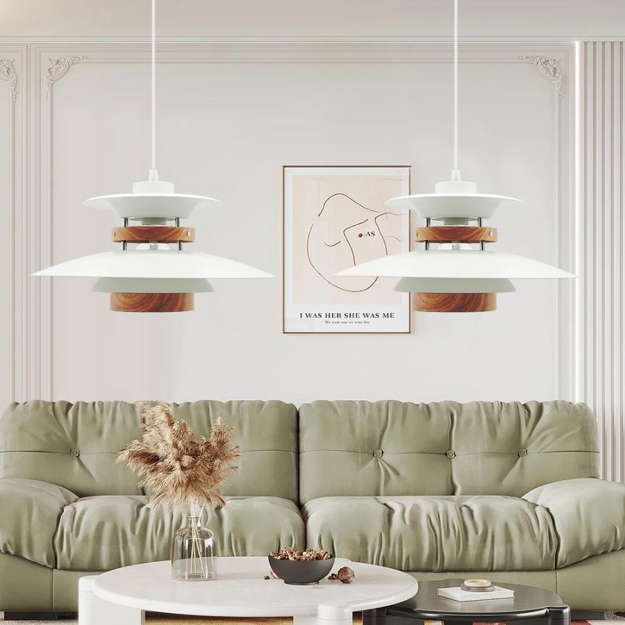 吊り下げ照明 ペンダントライト ナチュラル 多層シェード E26 ホワイト