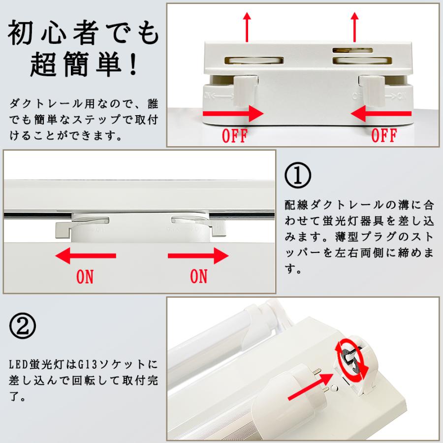 10台セット】ダクトレール用 逆富士型 LED蛍光灯器具 2灯式 40W