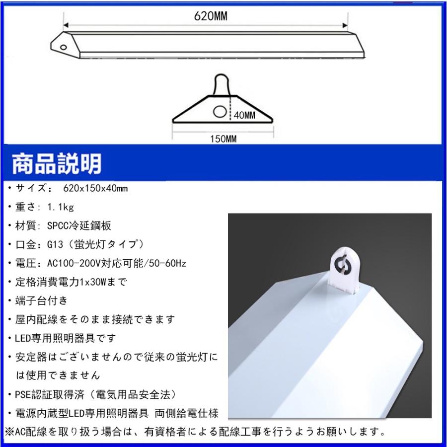 LEDベースライト LED蛍光灯器具 20W形 逆富士型 照明器具 1灯式 LEDべ