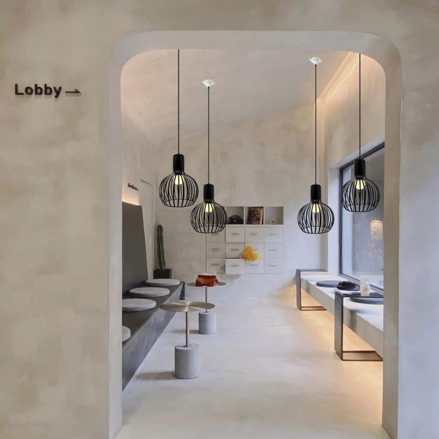 吊り下げ照明 ペンダントライト 鉄製球状 E26口金 LED電球付き（C