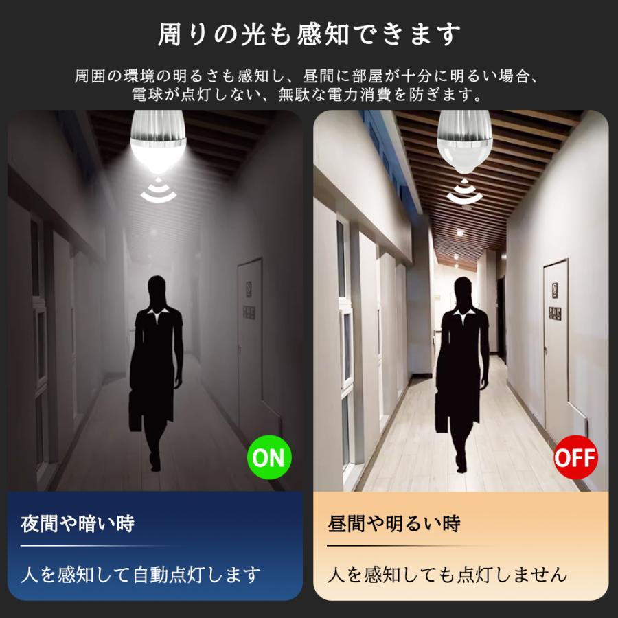 LED人感センサー電球 E17 E26 高輝度720lm 40W相当 明暗センサー付き