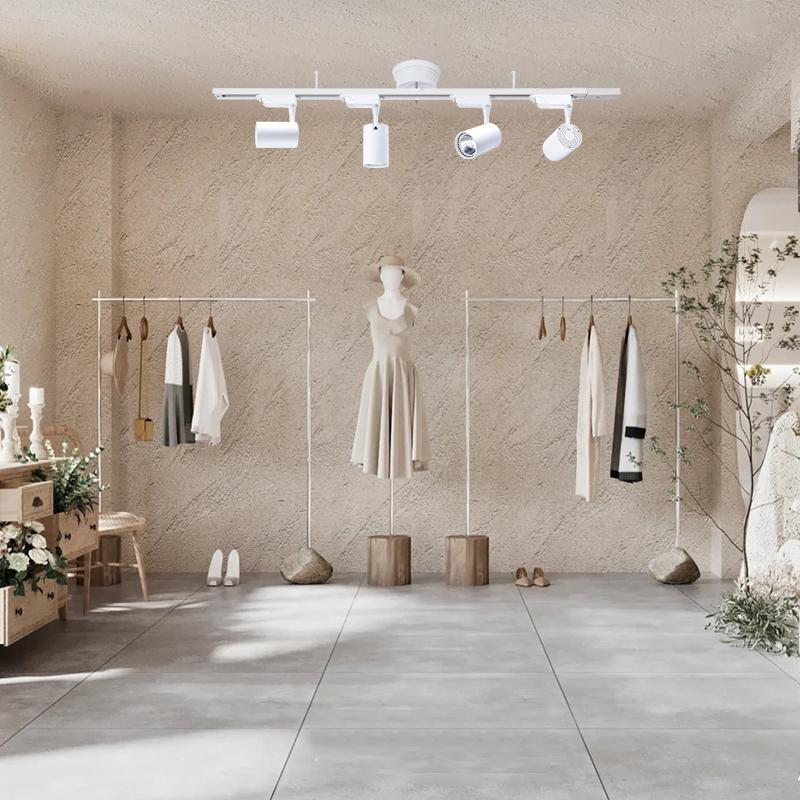 シーリングライト4灯 調光器対応スポットライト付き 配線ダクトレール