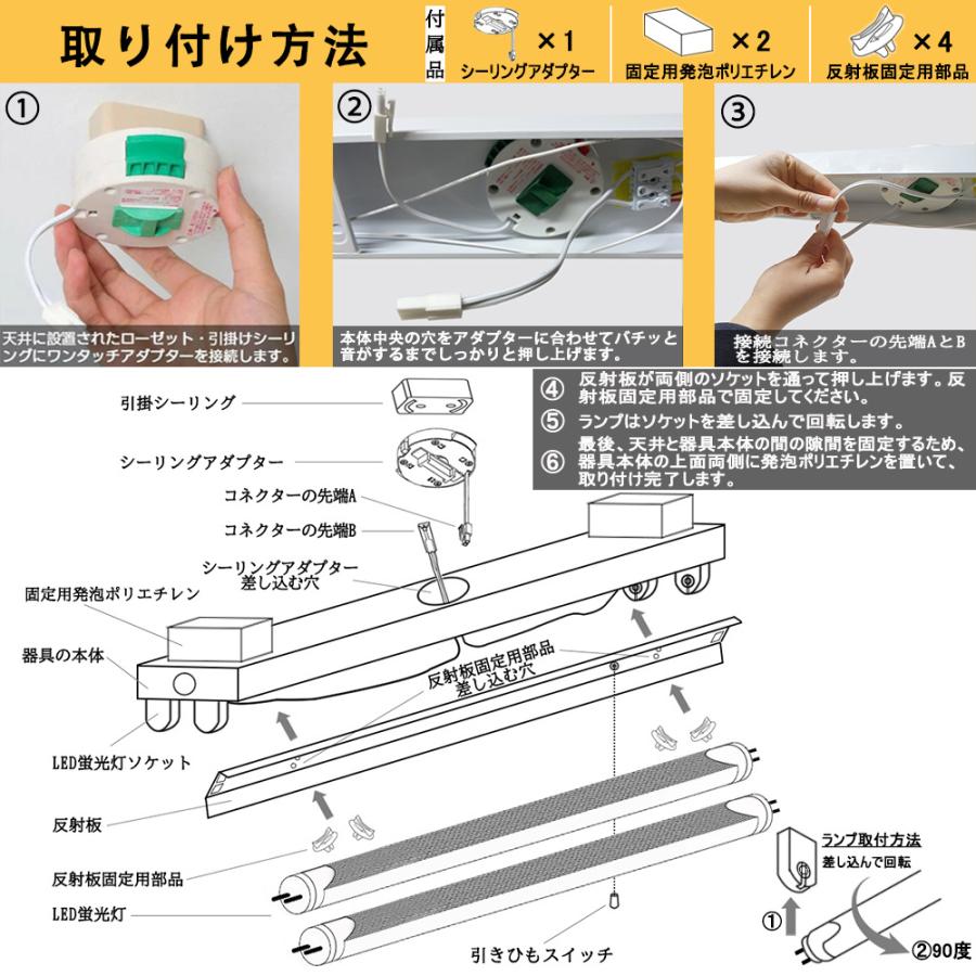 LED蛍光灯器具 引掛シーリング式 40W型2灯式 笠付トラフ型 シーリング